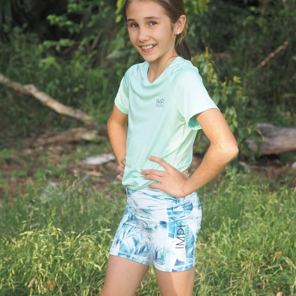 IMPI High Waist Longer Leg Running Short - Minty Jungle