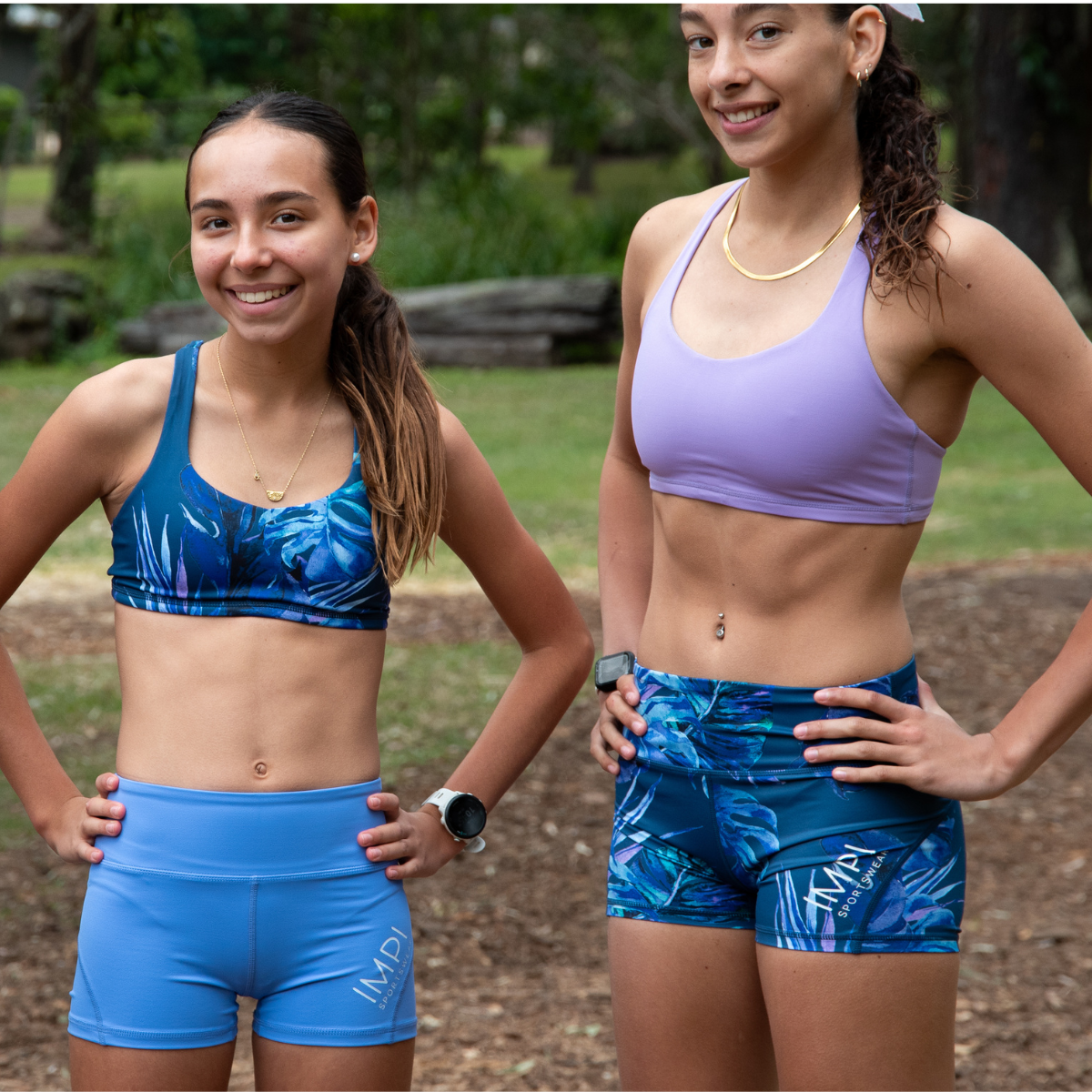 IMPI Strappy Running Bra Top - Blue Floral Burst