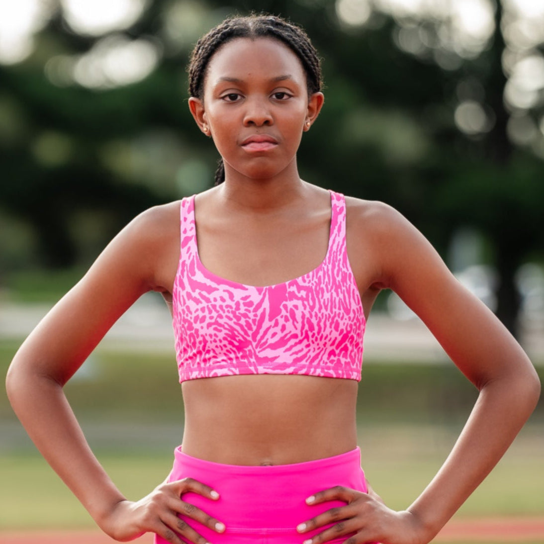 Girls polyester pink running crop top