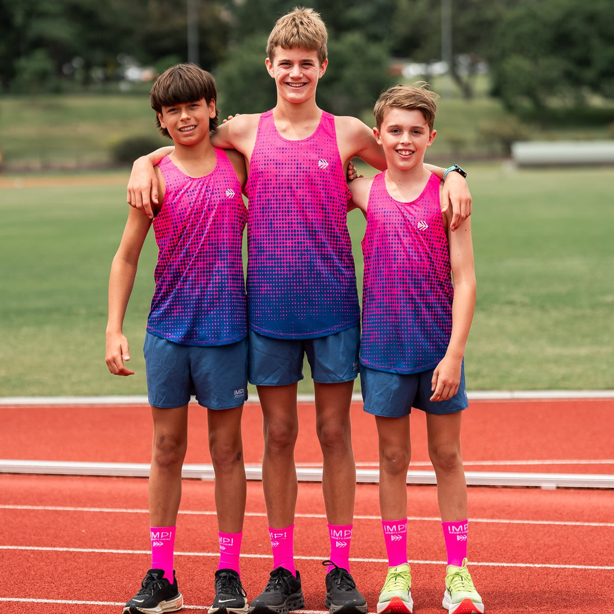 Pink and Navy Spotted Activewear Singlet