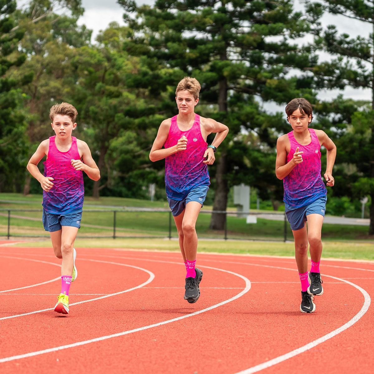 Pink and Navy Spotted Activewear Singlet