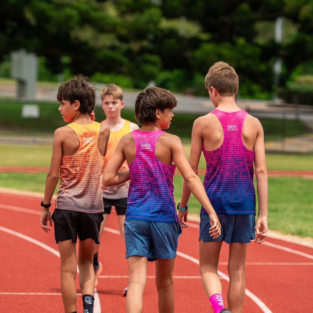 Pink and Navy Spotted Activewear Singlet