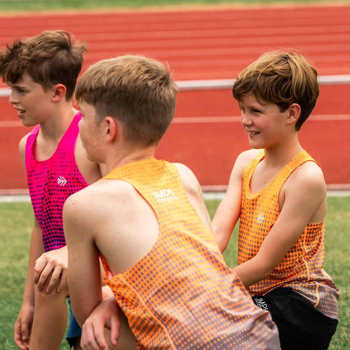 Fluoro Orange and Grey Spotted Singlet