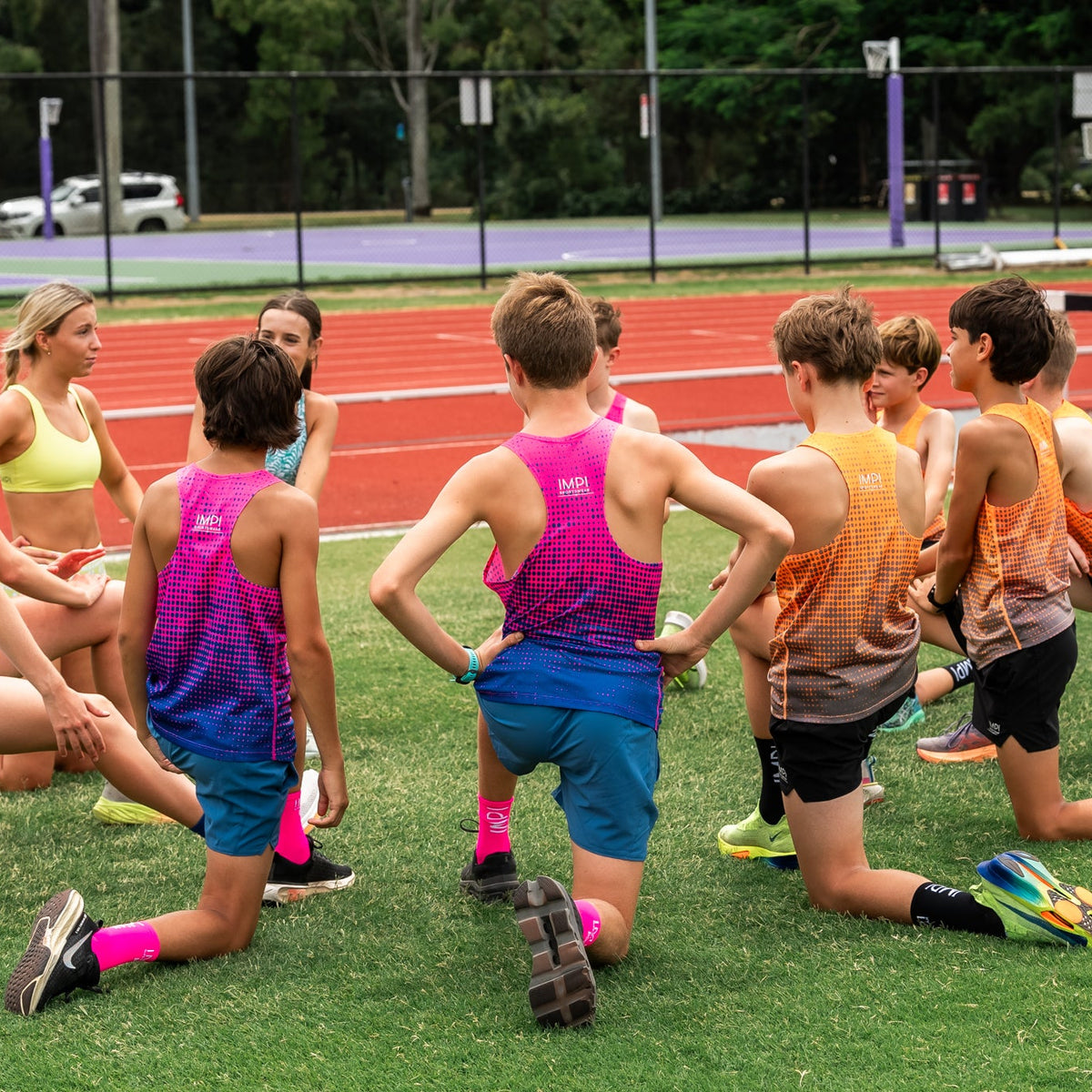 Pink and Navy Spotted Activewear Singlet