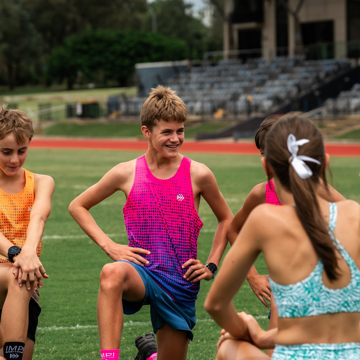 Pink and Navy Spotted Activewear Singlet