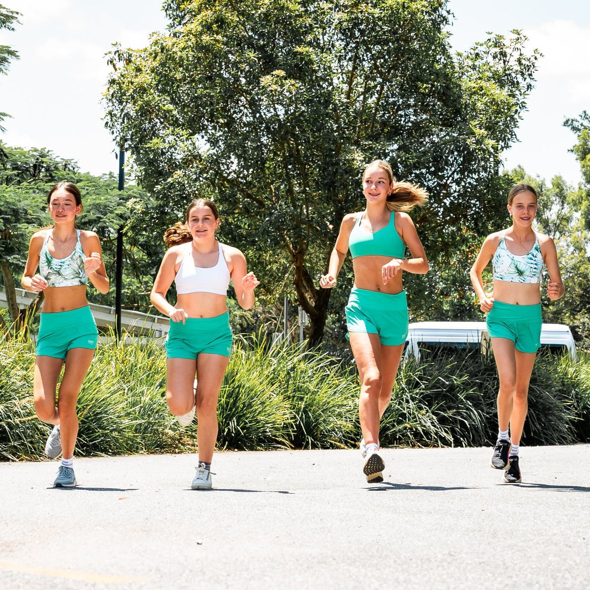 apple green polyshorts for girls