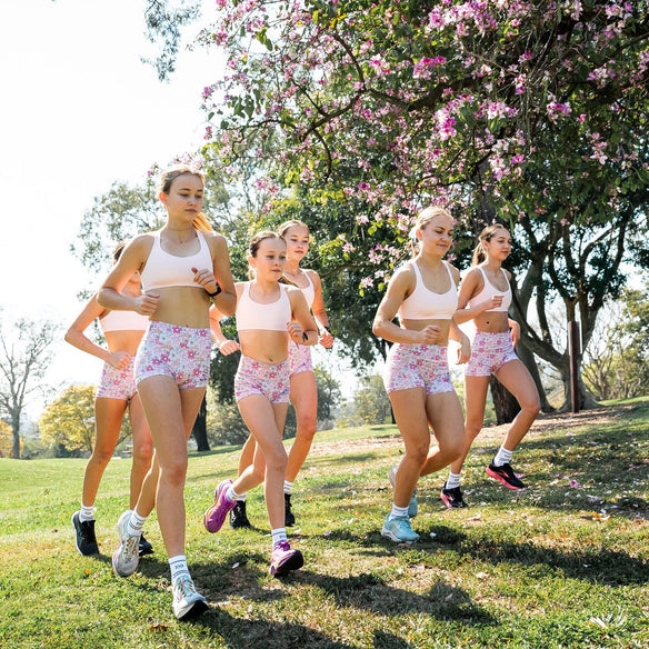 pink  floral running shorts