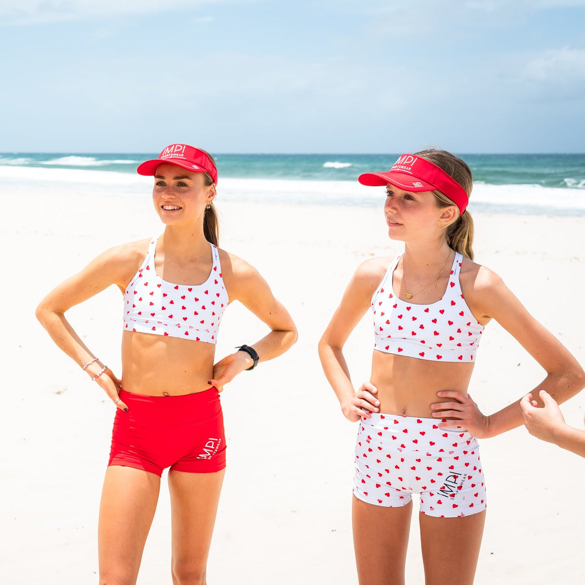 Girls red hearts active crop