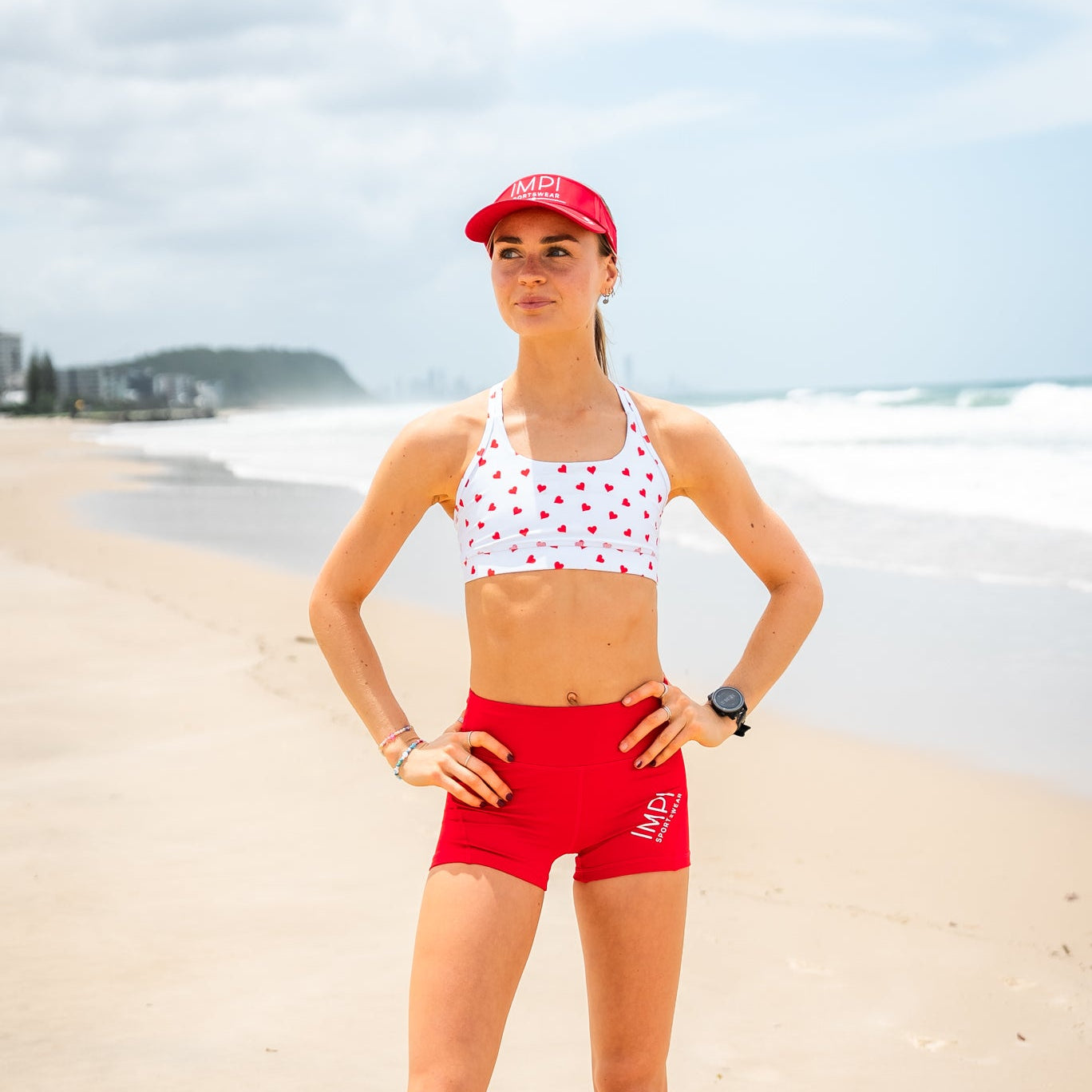 teen girls red running shorts