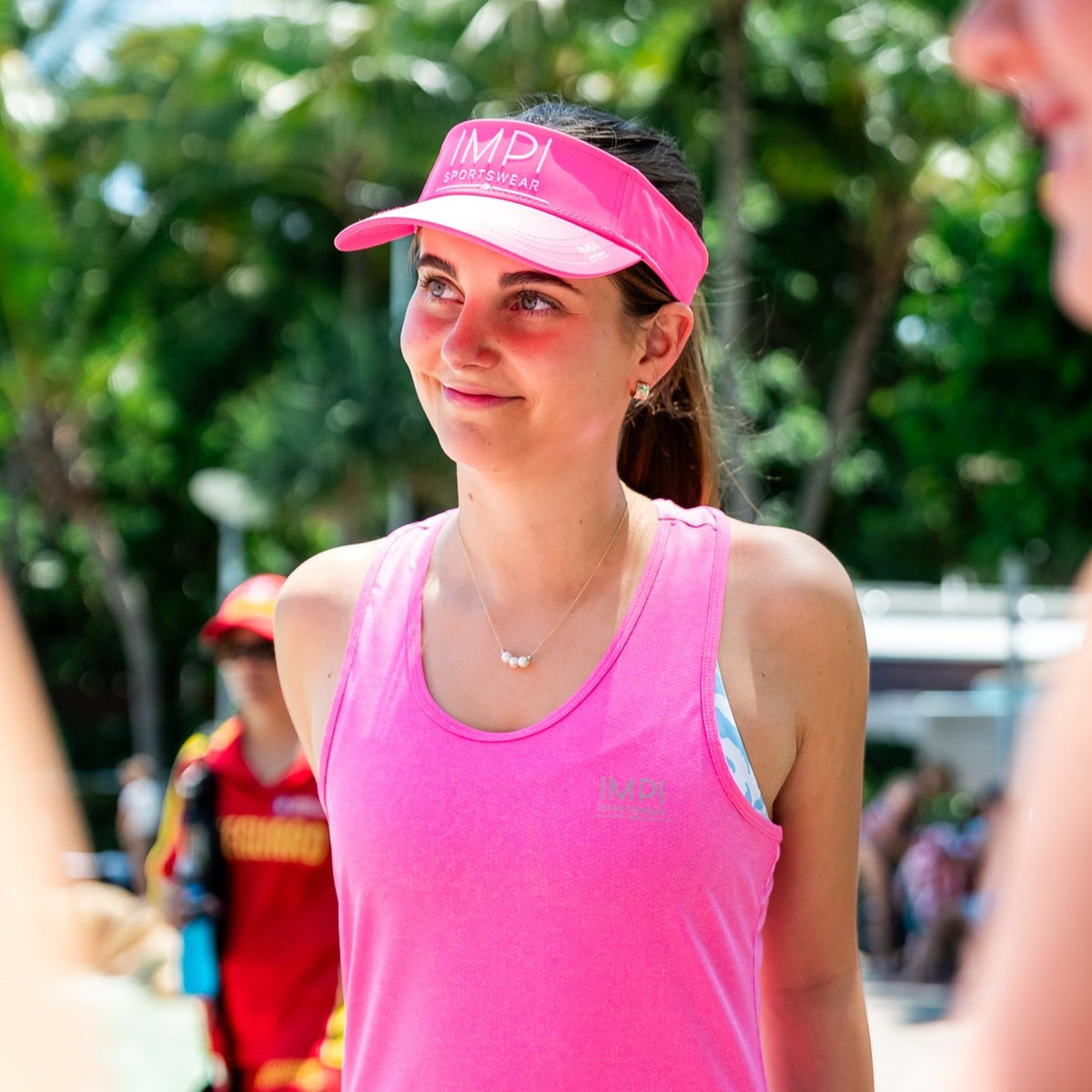 pink running visor