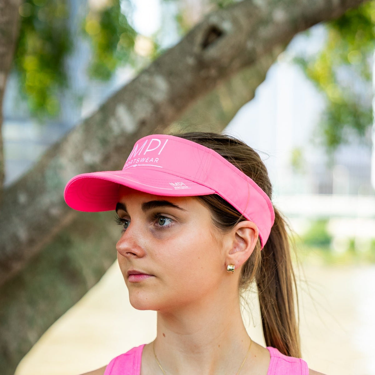 pink running visor