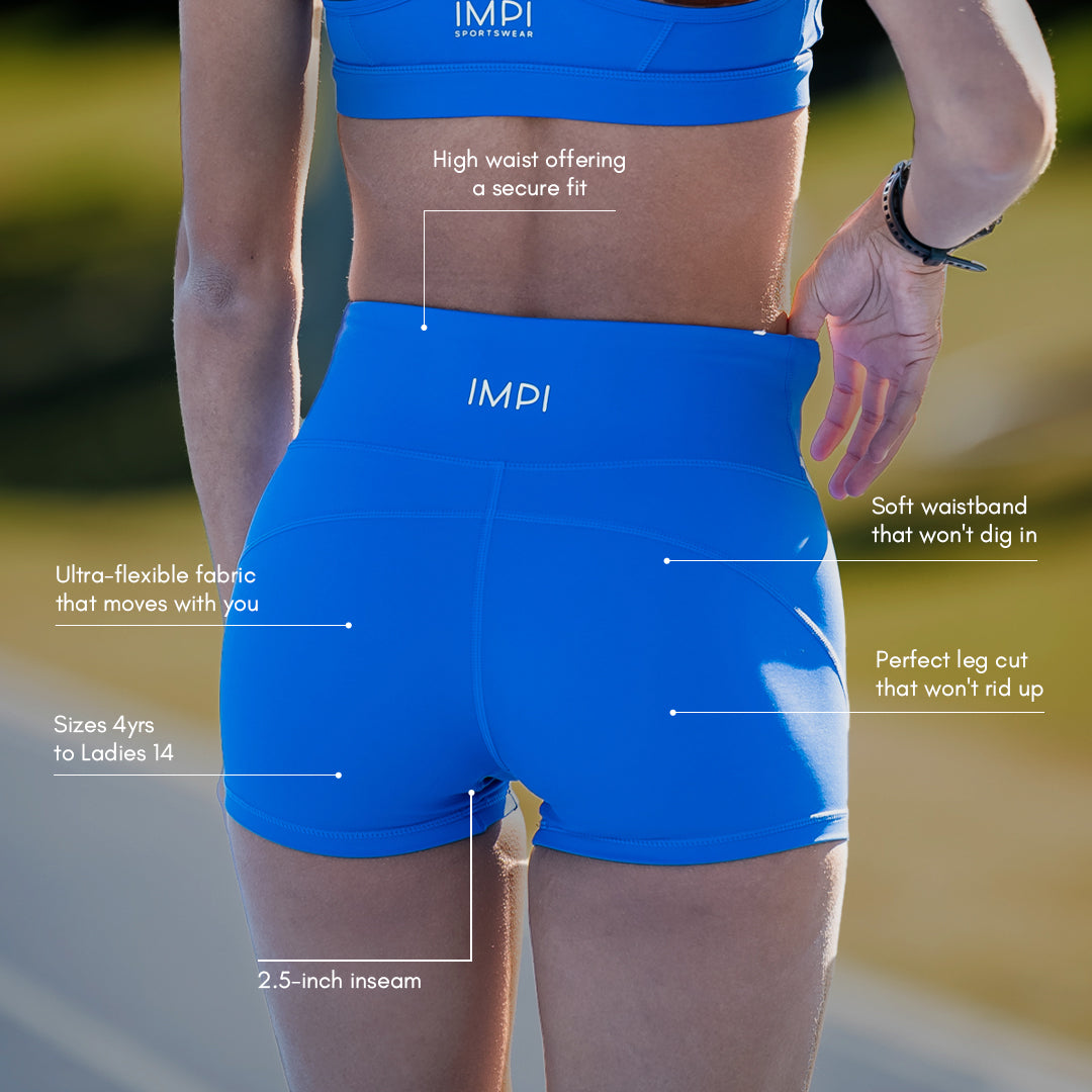 IMPI High Waisted Running Shorts - Cobalt Blue