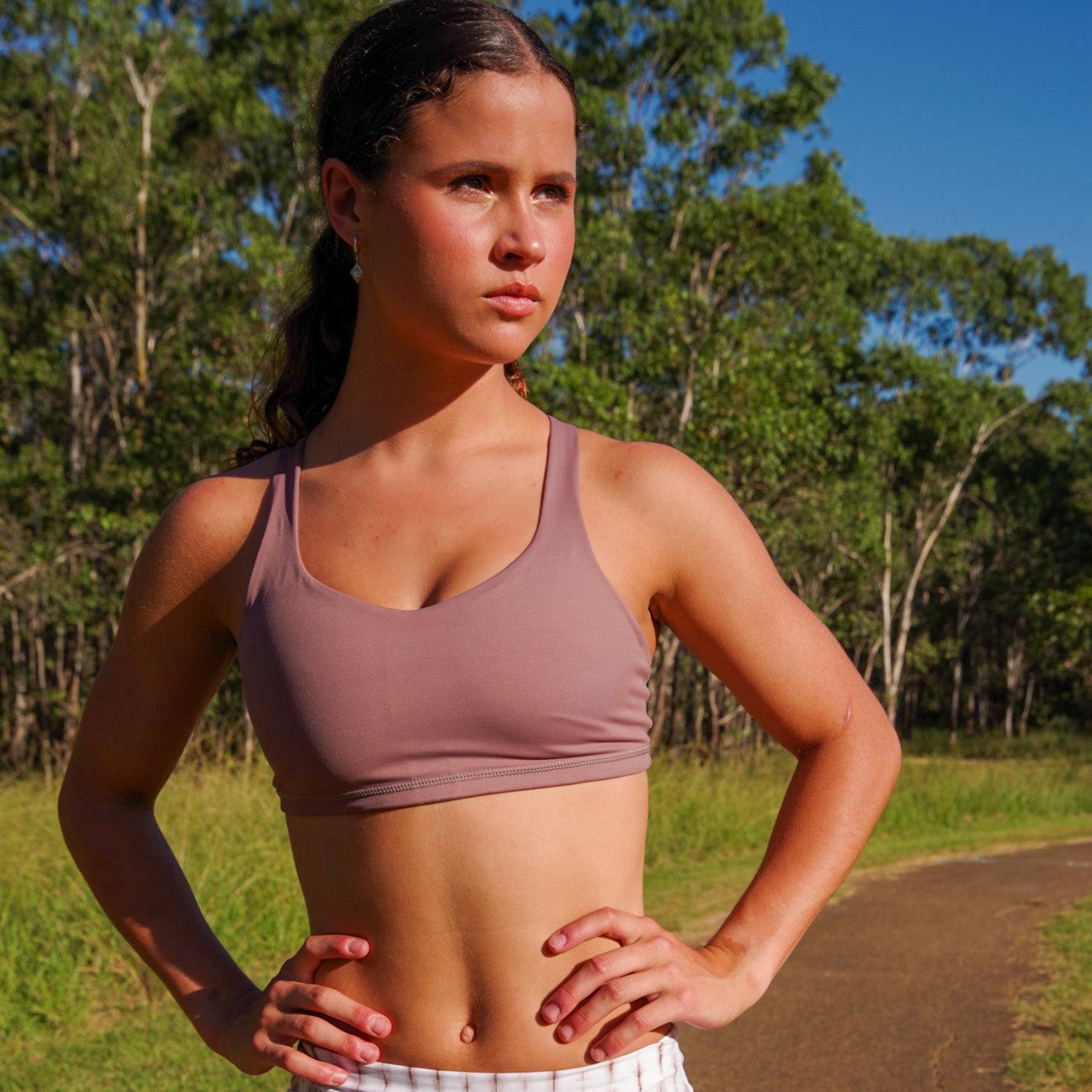 IMPI Strappy Running Bra Top - All Natural