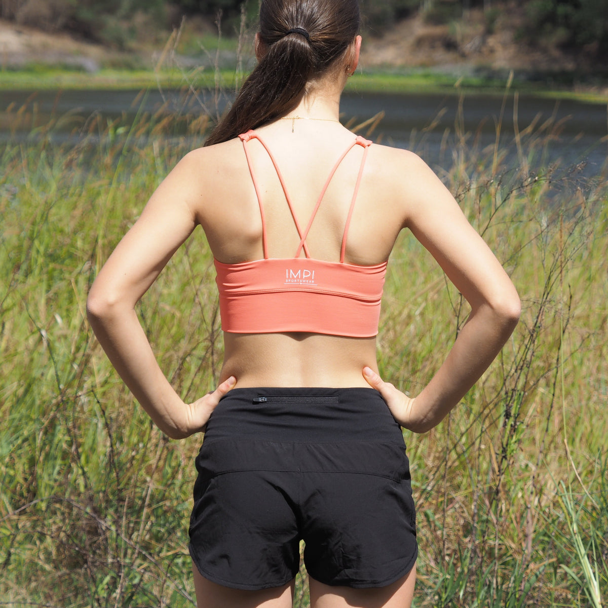 IMPI New Fit Longer Strappy Running Crop - Peach - Impi Sportswear